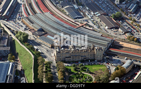 aerial view of Royal York Hotel at York Railway Station Hotel in York, North Yorkshire Stock Photo