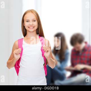 smiling teenage girl in blank white tank top Stock Photo