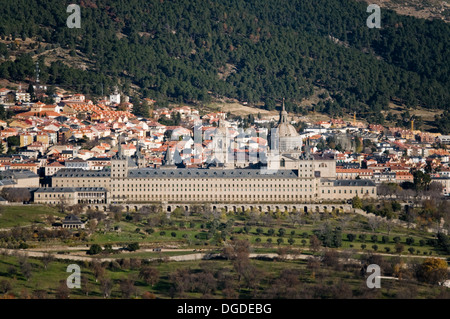 Royal Monastery of San Lorenzo de El Escorial and Guadarrama Mountains. Madrid, Spain.