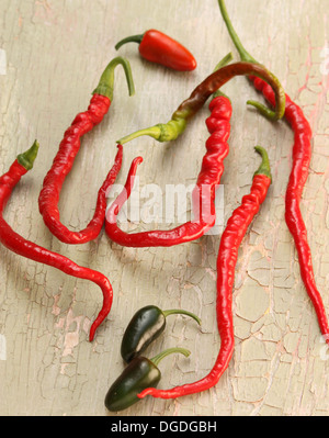 Jalapeño and Aci Siuri Hot Chili Peppers Stock Photo