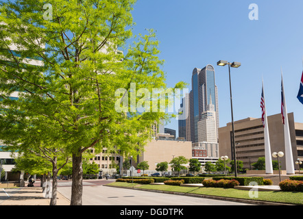 Downtown Dallas skyline Park Plaza from City Hall Dallas Texas USA Stock Photo