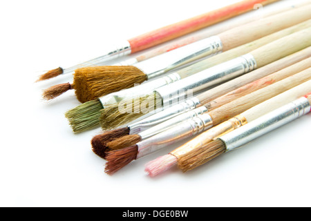 used old brushes isolated on white background Stock Photo