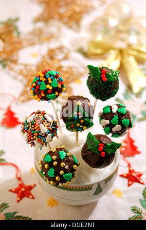 Christmas cakepops. Recipe available. Stock Photo