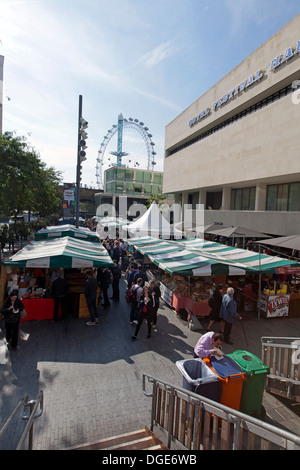 Real Food Market behind the Royal Festival Hall and the London Eye, Southbank Centre London, UK. Stock Photo
