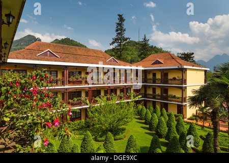 The Victoria Sapa Resort and Spa exterior and gardens in Sapa, Vietnam, Asia. Stock Photo