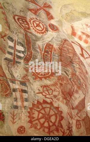 Ancient Chumash Native American Cave Paintings in Santa Barbara, California Stock Photo