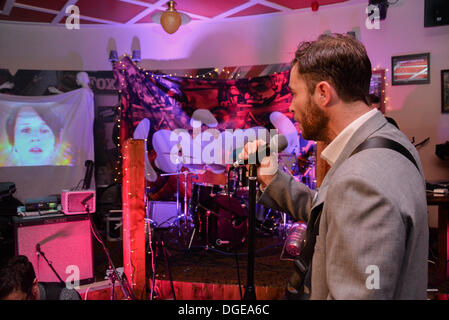 Cardiff, UK. 19th Oct, 2013. Shhh...Apes performing in O'Neills, Cardiff on the third day of Swn Festival, based in Cardiff. Copyright Owain Thomas/ Alamy Live News