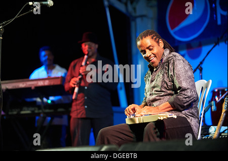 Kenny Neal, a blues musician. swamp blues ,guitar player,soloist,at Island Park Blues Festival2013. Stock Photo