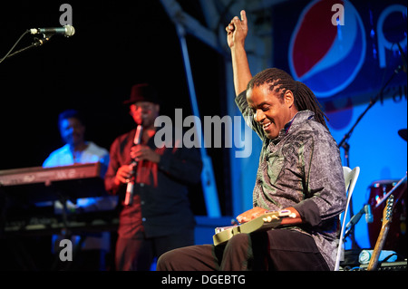 Kenny Neal, a blues musician. swamp blues ,guitar player,soloist,at Island Park Blues Festival2013. Stock Photo