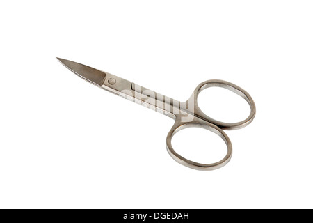 small metal manicure scissors isolated on white background Stock Photo