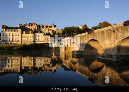 Bridge over the Cher river, Saint-Aignan sur Cher, Loir-et-Cher, Centre, France Stock Photo