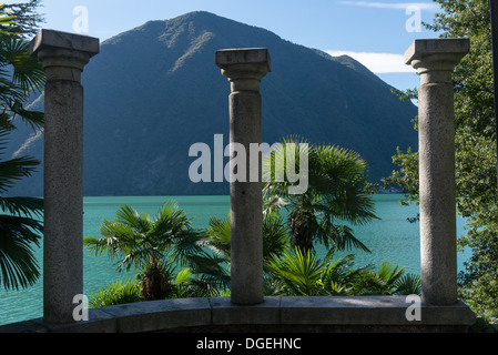 Lake Lugano viewed from the Gandria Trail, Switzerland Stock Photo