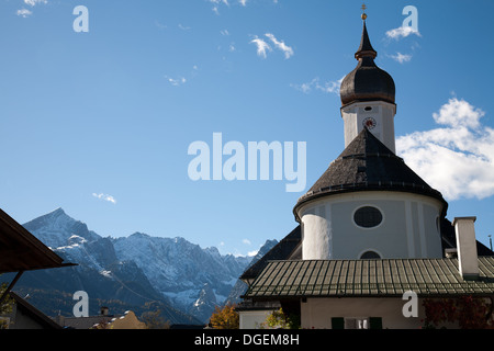 Church in Garmisch - Partenkirchen Bavaria Germany Stock Photo