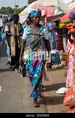 Weekly Market at Fass Njaga Choi, North Bank Region, The Gambia. Gambian Woman. Stock Photo