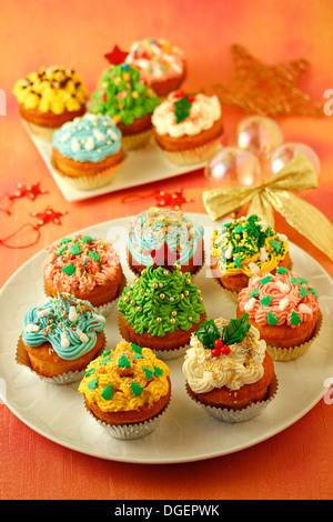 Christmas cupcakes. Recipe available. Stock Photo