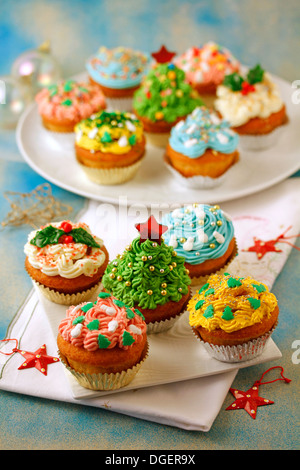Christmas cupcakes. Recipe available. Stock Photo