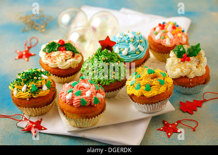 Christmas cupcakes. Recipe available. Stock Photo