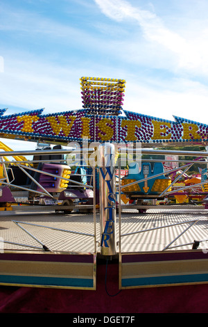 'Twister' fairground thrill ride Goose Fair Nottingham Nottinghamshire east Midlands England Europe Stock Photo