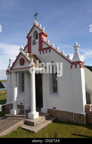 Islands of Orkney, Scotland. Picturesque external view of the Italian Chapel on the Orkney island of Lamb Holm. Stock Photo