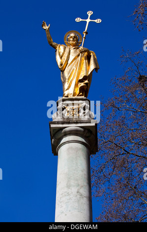 The beautiful Saint Paul statue situated on a column outside Saint Paul's Cathedral in London. Stock Photo