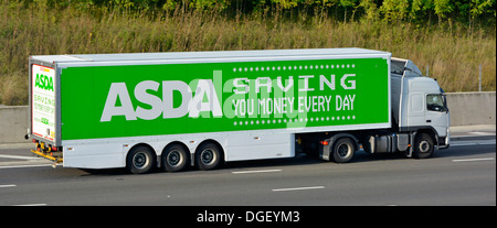 Asda supermarket trailer and lorry advertising saving money Stock Photo