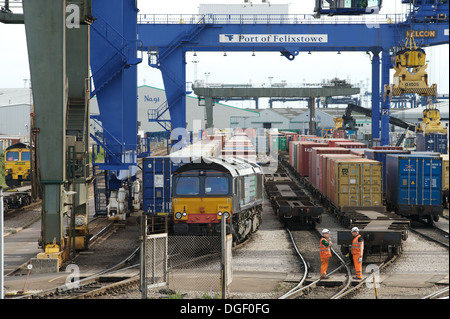 Railhead, port of Felixstowe, Suffolk, UK. Stock Photo
