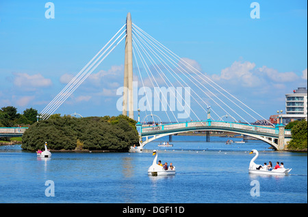 The marine way bridge over marine lake in Southport, Lancashire, UK Stock Photo