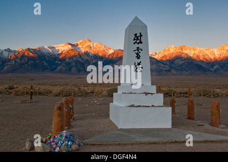 Memorial at Manzanar Japanese World War II internment camp, near Independence, Eastern Sierra, California Stock Photo