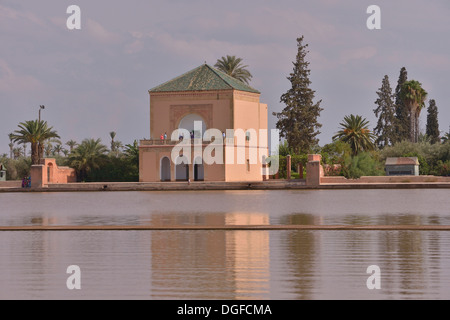 Pavilion in the Menara Gardens or Jardin de la Menara, UNESCO World Heritage Site, Marrakesh, Marrakesh-Tensift-El Haouz region Stock Photo