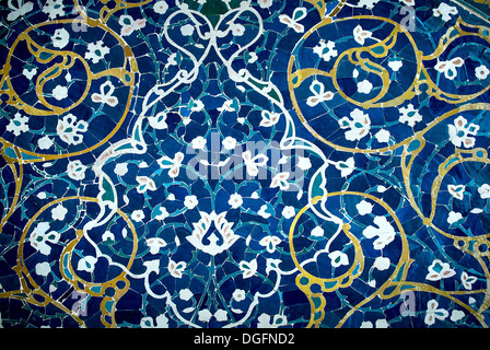 tiled background, oriental ornaments from Isfahan Mosque, Iran Stock Photo