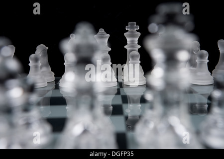 modern glass chess set Stock Photo