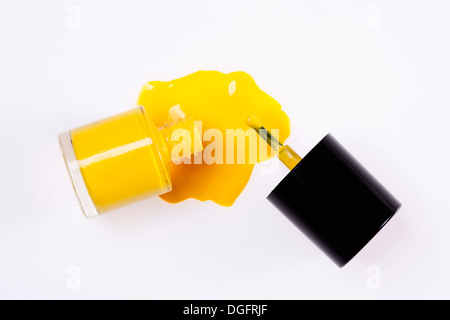 an image of yellow nail polish Stock Photo