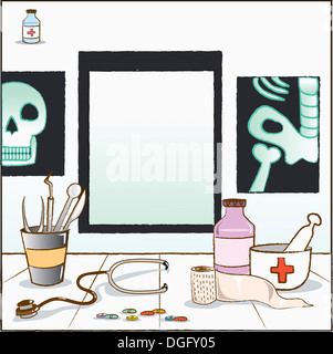 illustration of items related to hospital Stock Photo