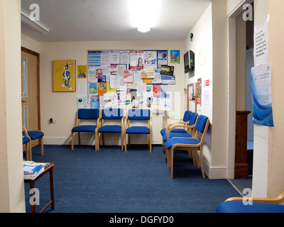 Empty doctors waiting room, Neetside surgery, Bude, Cornwall, UK Stock Photo