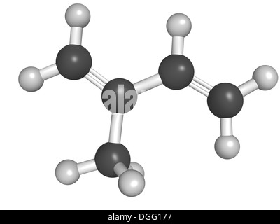 Chemical structure of isoprene, rubber (polyisoprene) building block (monomer) Stock Photo