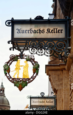 Inn sign of Auerbachs Keller at Leipzig Stock Photo