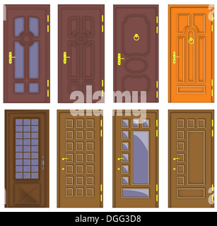 Classic interior and front wooden doors - vector Stock Photo - Alamy