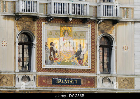 Palazzo Salviati palace with golden glass mosaics, Dorsoduro, Grand Canal, Venice, Veneto, Italy, Europe Stock Photo