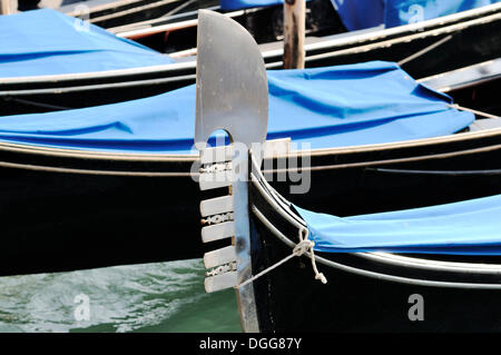 Ferro with metal teeth, bow decoration of a gondola, Venice, Venezia, Veneto, Italy, Europe Stock Photo