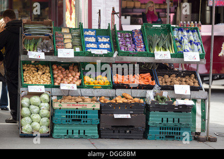 Fruit and vegetable market stall in Liverpool city centre Stock Photo