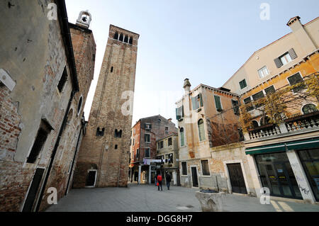 Tower of the church of San Giacomo dall'Orio, Santa Croce quarter, Venice, Venezia, Veneto, Italy, Europe Stock Photo