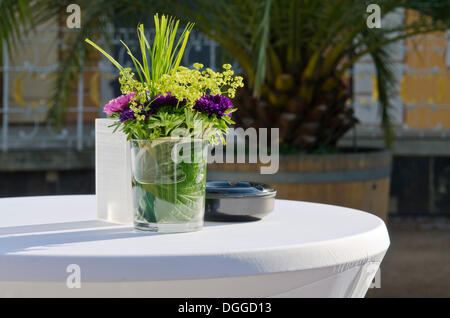 Flower arrangement in a vase on a table, Dresden, Saxony Stock Photo