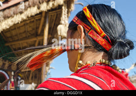 Woman of the Phom tribe at Hornbill Festival, Kohima, India, Asia Stock Photo