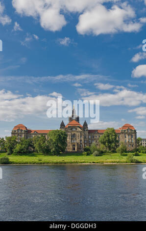 Saxonian state chancellery seen from across the river Elbe, Dresden, Saxony Stock Photo