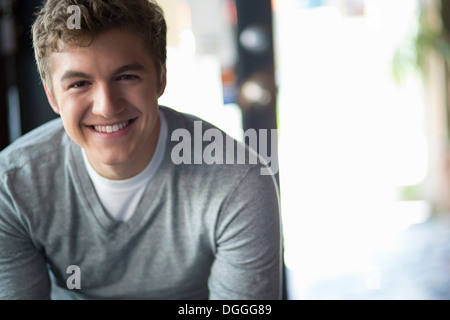 Portrait of young man in cafe Stock Photo