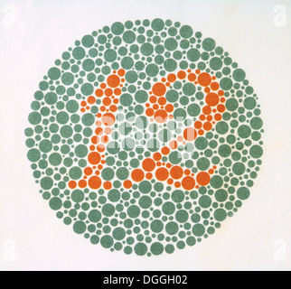 The Ishihara Color Test. Color perception test for red-green color deficiencies. Ishihara Plate No. 1 (12). Stock Photo