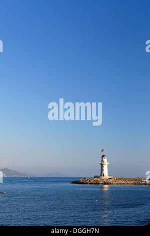 Lighthouse in the harbour of Alanya, Antalya, Turkish Riviera, Turkey, Asia Stock Photo