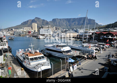 View of the V & A Waterfront and Table Mountain, Cape Town, South Africa, Africa Stock Photo