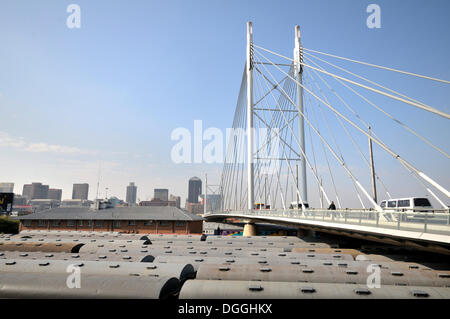 Nelson Mandela Bridge over a railway station, Johannesburg, South Africa, Africa Stock Photo