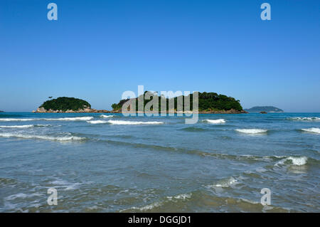 Outlying islands, Dois Rios beach, Ilha Grande, state of Rio de Janeiro, Brazil, South America Stock Photo